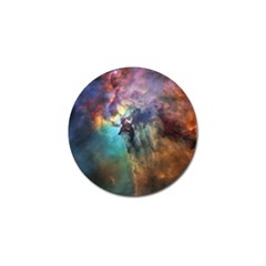 Lagoon Nebula Interstellar Cloud Pastel Pink, Turquoise And Yellow Stars Golf Ball Marker