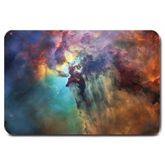 Lagoon Nebula Interstellar Cloud Pastel Pink, Turquoise And Yellow Stars Large Doormat 