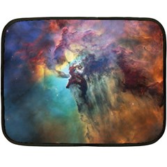 Lagoon Nebula Interstellar Cloud Pastel Pink, Turquoise And Yellow Stars Fleece Blanket (mini)