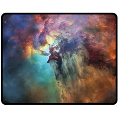 Lagoon Nebula Interstellar Cloud Pastel Pink, Turquoise And Yellow Stars Fleece Blanket (medium) 