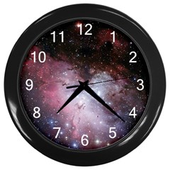 Eagle Nebula Wine Pink And Purple Pastel Stars Astronomy Wall Clock (black)