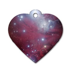 Christmas Tree Cluster Red Stars Nebula Constellation Astronomy Dog Tag Heart (one Side)