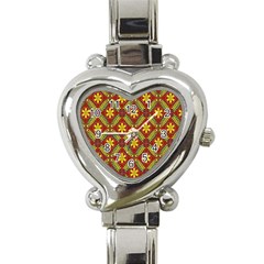 Abstract Floral Pattern Background Heart Italian Charm Watch