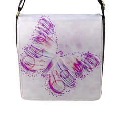 Colorful Butterfly Purple Flap Closure Messenger Bag (l)