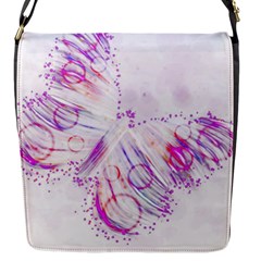 Colorful Butterfly Purple Flap Closure Messenger Bag (s)