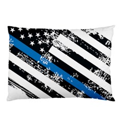 Usa Flag The Thin Blue Line I Back The Blue Usa Flag Grunge On White Background Pillow Case by snek