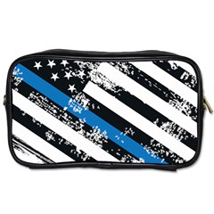 Usa Flag The Thin Blue Line I Back The Blue Usa Flag Grunge On White Background Toiletries Bag (two Sides) by snek