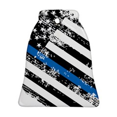 Usa Flag The Thin Blue Line I Back The Blue Usa Flag Grunge On White Background Ornament (bell) by snek