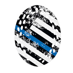 Usa Flag The Thin Blue Line I Back The Blue Usa Flag Grunge On White Background Ornament (oval Filigree) by snek