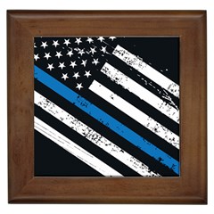 Usa Flag The Thin Blue Line I Back The Blue Usa Flag Grunge On Black Background Framed Tiles by snek