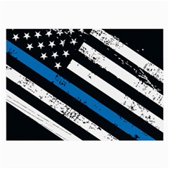 Usa Flag The Thin Blue Line I Back The Blue Usa Flag Grunge On Black Background Large Glasses Cloth by snek
