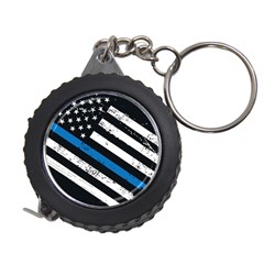 Usa Flag The Thin Blue Line I Back The Blue Usa Flag Grunge On Black Background Measuring Tape by snek