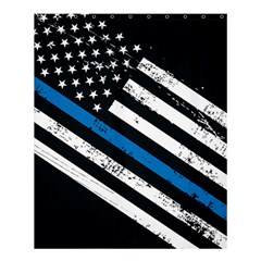 Usa Flag The Thin Blue Line I Back The Blue Usa Flag Grunge On Black Background Shower Curtain 60  X 72  (medium)  by snek