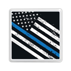 Usa Flag The Thin Blue Line I Back The Blue Usa Flag Grunge On Black Background Memory Card Reader (square) by snek