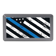 Usa Flag The Thin Blue Line I Back The Blue Usa Flag Grunge On Black Background Memory Card Reader (mini) by snek