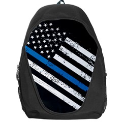 Usa Flag The Thin Blue Line I Back The Blue Usa Flag Grunge On Black Background Backpack Bag by snek