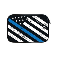 Usa Flag The Thin Blue Line I Back The Blue Usa Flag Grunge On Black Background Apple Ipad Mini Zipper Cases by snek