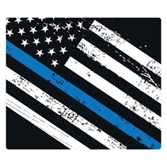 Usa Flag The Thin Blue Line I Back The Blue Usa Flag Grunge On Black Background Double Sided Flano Blanket (small)  by snek