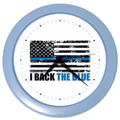 I Back The Blue The Thin Blue Line With Grunge Us Flag Color Wall Clock by snek