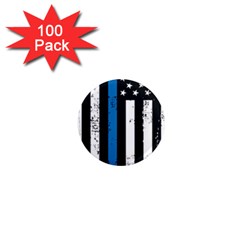 I Back The Blue The Thin Blue Line With Grunge Us Flag 1  Mini Magnets (100 Pack) 