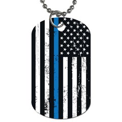 I Back The Blue The Thin Blue Line With Grunge Us Flag Dog Tag (two Sides) by snek