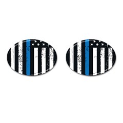 I Back The Blue The Thin Blue Line With Grunge Us Flag Cufflinks (oval) by snek