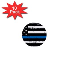 I Back The Blue The Thin Blue Line With Grunge Us Flag 1  Mini Buttons (10 Pack)  by snek