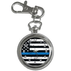 I Back The Blue The Thin Blue Line With Grunge Us Flag Key Chain Watches by snek