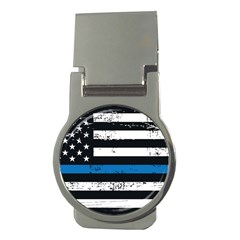 I Back The Blue The Thin Blue Line With Grunge Us Flag Money Clips (round)  by snek