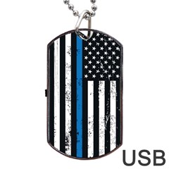 I Back The Blue The Thin Blue Line With Grunge Us Flag Dog Tag Usb Flash (two Sides) by snek