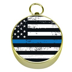I Back The Blue The Thin Blue Line With Grunge Us Flag Gold Compasses by snek
