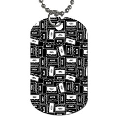 Tape Cassette 80s Retro Genx Pattern Black And White Dog Tag (one Side) by genx