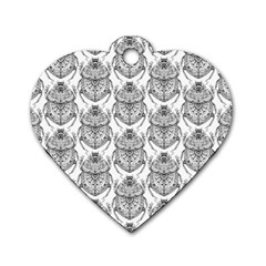 Scarab Pattern Egyptian Mythology Black And White Dog Tag Heart (two Sides) by genx