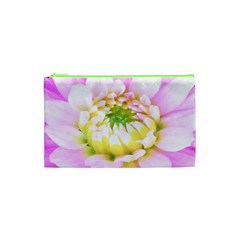 Pretty Pink, White And Yellow Cactus Dahlia Macro Cosmetic Bag (xs) by myrubiogarden