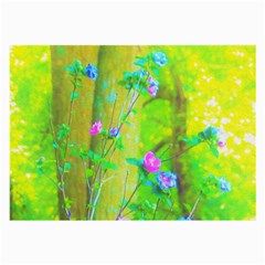 Hot Pink Abstract Rose Of Sharon On Bright Yellow Large Glasses Cloth (2-Side)