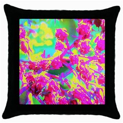 Psychedelic Succulent Sedum Turquoise And Yellow Throw Pillow Case (black)