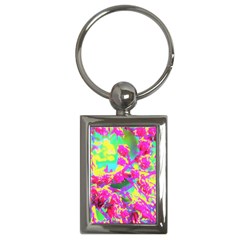 Psychedelic Succulent Sedum Turquoise And Yellow Key Chains (rectangle)  by myrubiogarden
