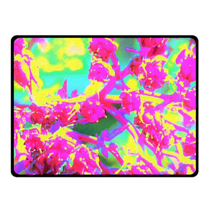 Psychedelic Succulent Sedum Turquoise And Yellow Double Sided Fleece Blanket (Small) 