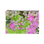 Hot Pink Succulent Sedum With Fleshy Green Leaves Cosmetic Bag (Large) Front