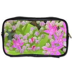 Hot Pink Succulent Sedum With Fleshy Green Leaves Toiletries Bag (two Sides) by myrubiogarden