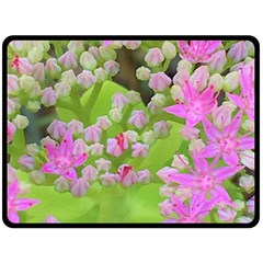 Hot Pink Succulent Sedum With Fleshy Green Leaves Double Sided Fleece Blanket (large) 
