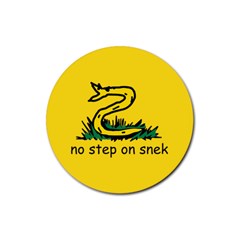 No Step On Snek Gadsden Flag Meme Parody Rubber Round Coaster (4 Pack)  by snek