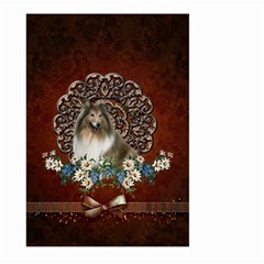 Cute Collie With Flowers On Vintage Background Large Garden Flag (two Sides) by FantasyWorld7