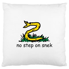 No Step On Snek Gadsden Flag Meme Parody On White Background Large Cushion Case (one Side) by snek