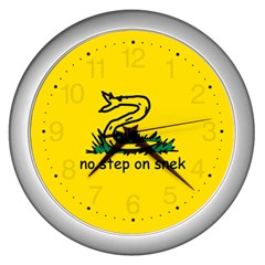 No Step On Snek Gadsden Flag Meme Parody Wall Clock (silver) by snek