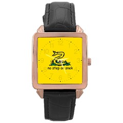 No Step On Snek Gadsden Flag Meme Parody Rose Gold Leather Watch  by snek