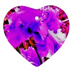 Abstract Ultra Violet Purple Iris On Red And Pink Ornament (Heart) Front