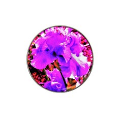 Abstract Ultra Violet Purple Iris On Red And Pink Hat Clip Ball Marker by myrubiogarden