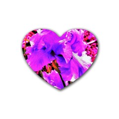 Abstract Ultra Violet Purple Iris On Red And Pink Heart Coaster (4 Pack) 