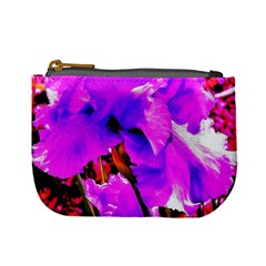 Abstract Ultra Violet Purple Iris On Red And Pink Mini Coin Purse by myrubiogarden